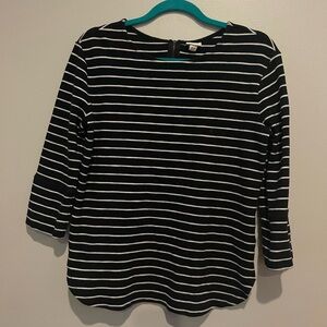 Merona Black and White Striped 3/4 Sleeve Top